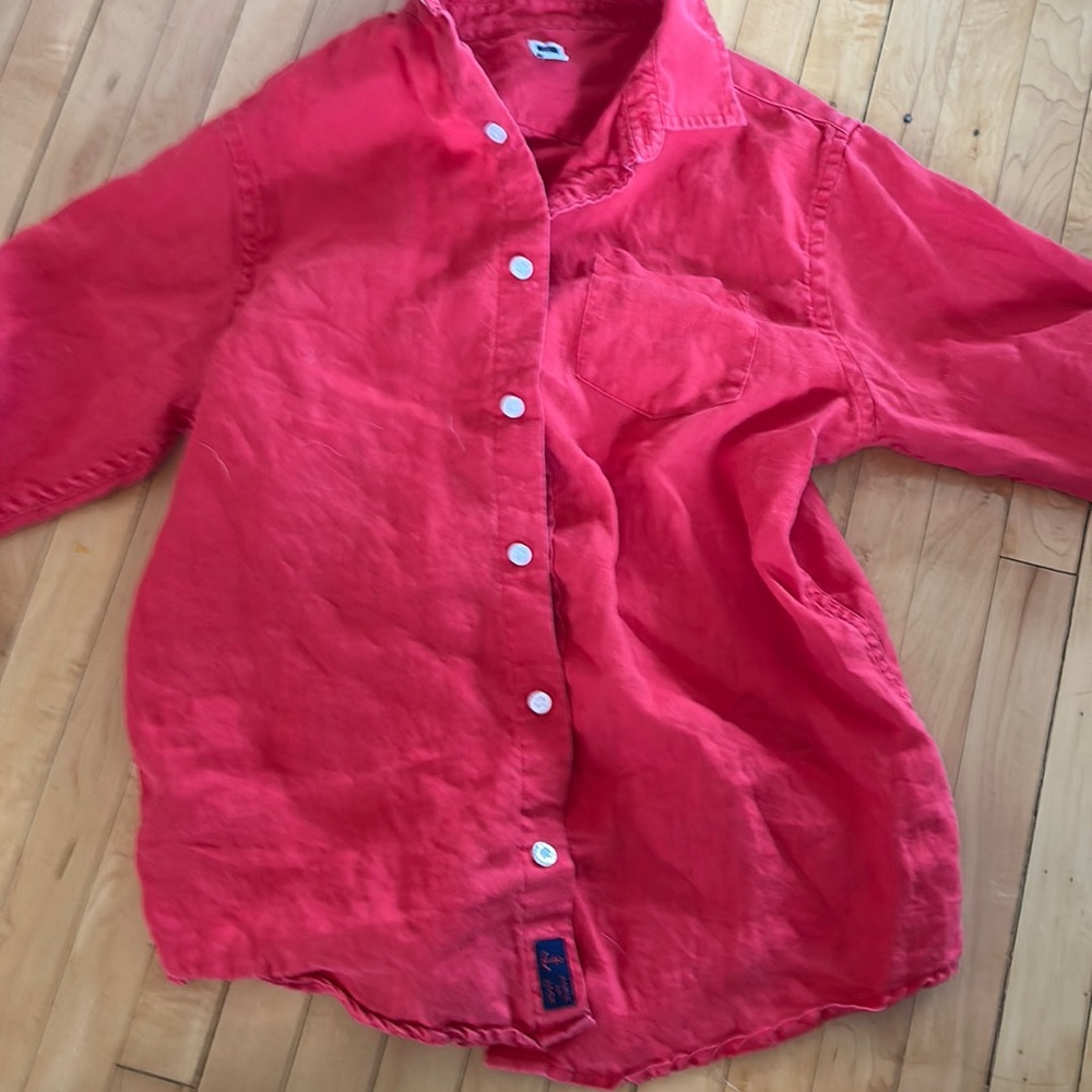 Janie and Jack 100% linen red shirt 10